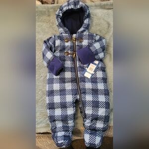 Perry Ellis Navy and Light Blue Checkered Kids Footie